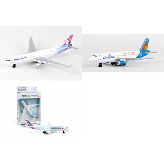 Hawaiian, Allegiant, American Airlines Diecast Airplane Package - Three 5.5" Diecast Model Planes