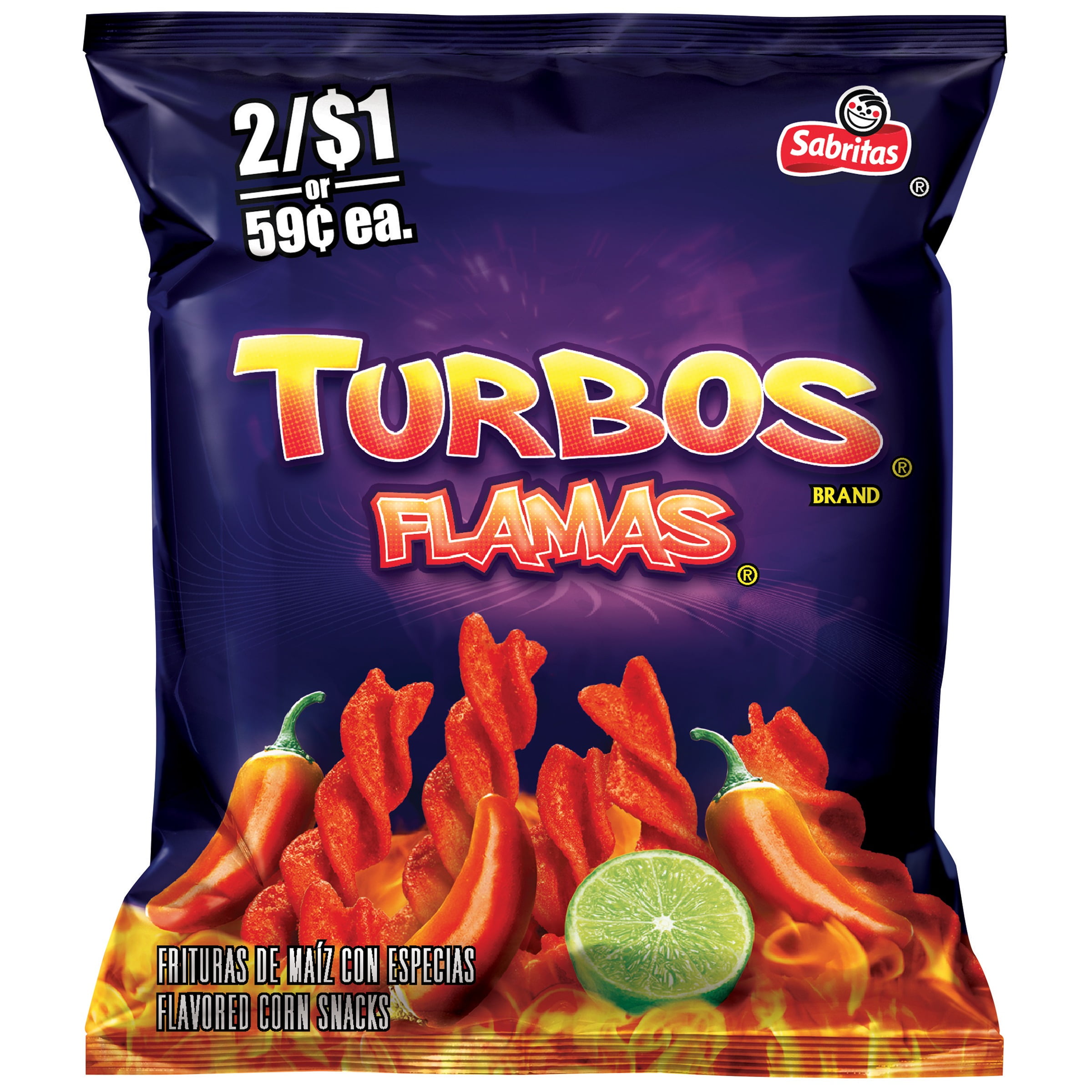 Sabritas Turbos Flamas Flavored Corn Snacks, 1.125 Oz. - Walmart.com ...
