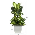 thumbnail image 2 of Nearly Natural 46" Golden Dieffenbachia Artificial Plant in White Metal Planter, Green, 2 of 4