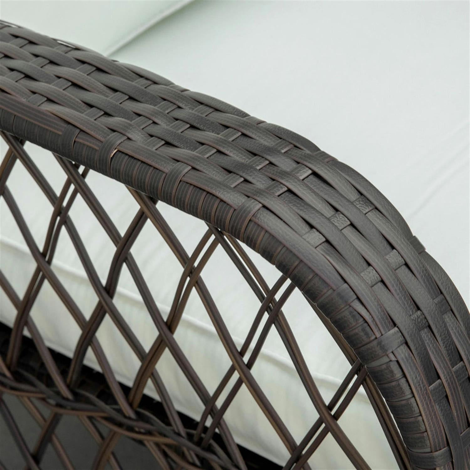 Demi Bonn Outdoor PE Rattan Wicker Recliner with Soft Pillow, Garden Relaxing Swing Chair, Durable Lounge Seat Furniture for Patio, Garden, White