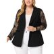 thumbnail image 1 of Blazer de talgrande pamujer, chaquede trabajo, solade muesca, encaje frontal, chaquetas Negro XL, 1 of 6