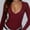 Burgundy, variant on Womens Deep V Neck Long Sleeve Lined Slim Fit T Shirt Tops Tee