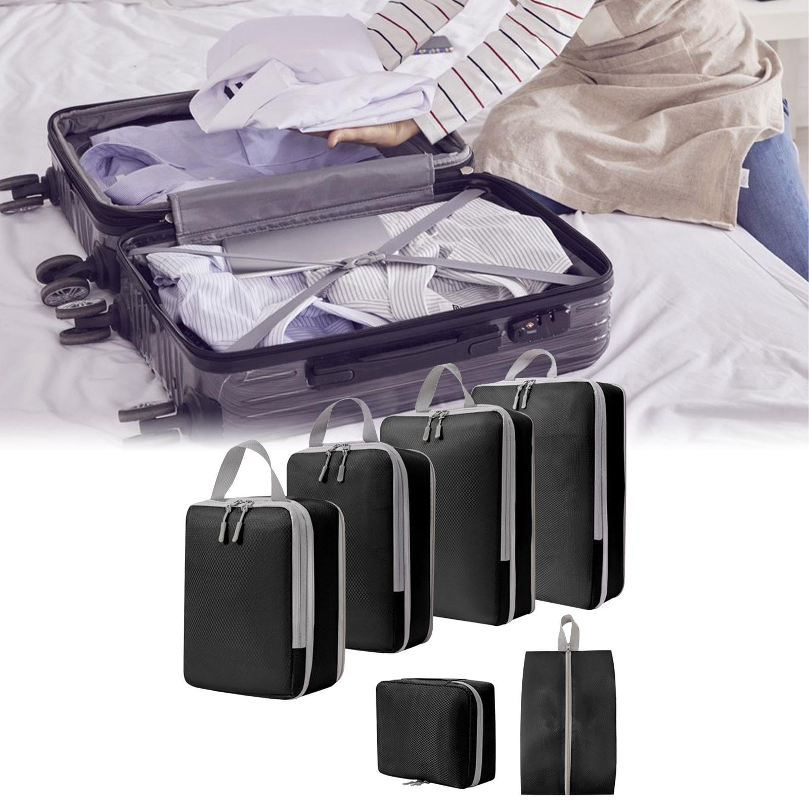 Nishiyuenyi 6 Pack Compression Cubes, Clothes Storage Bags, Breathable Toiletry Bag, Luggage black