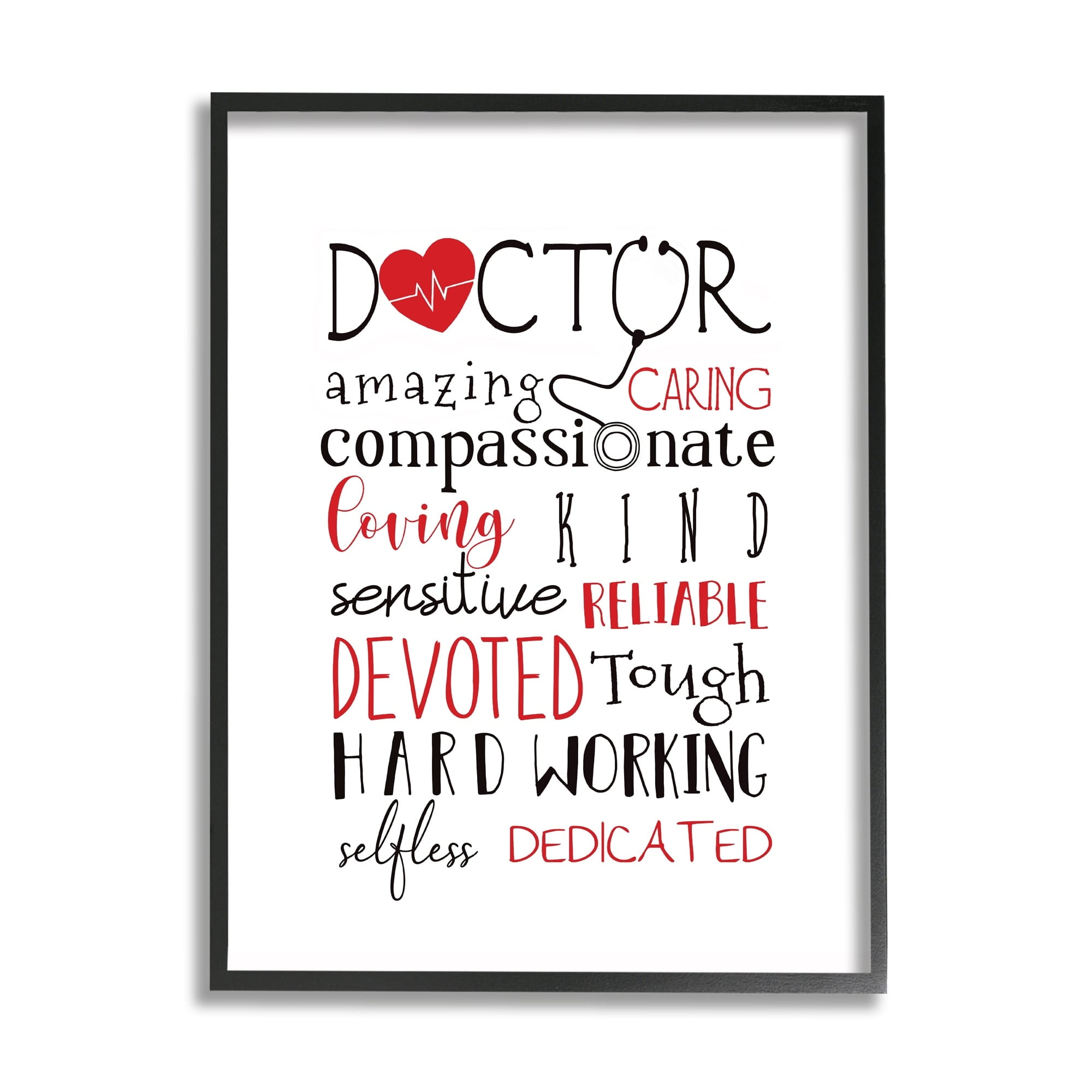 Stupell Industries Motivational Doctor Phrases Healthcare Hero Red Heart, 16 x 20,Design by Elizabeth Tyndall
