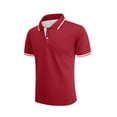 thumbnail image 4 of Muscularfit Muscle Men's Shirts Big And Tall Shirts Polo Shirt Oversized Undershirts Red Short Sleeve Collared Casual Shirts for Men,L, 4 of 5