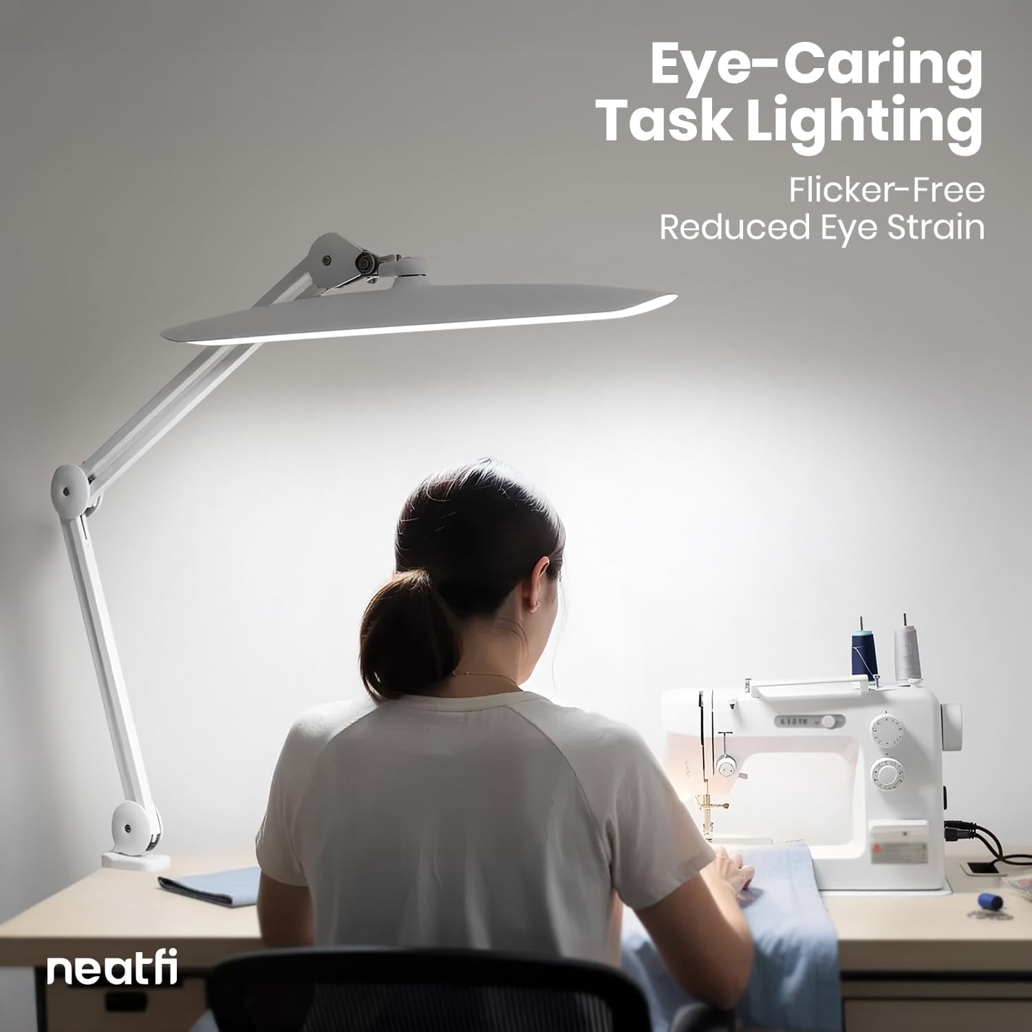 Neatfi Professional LED Task Lamp with Clamp, 2200 Lumens, 20-Inch Wide Head, Dimmable Work Light for Crafts, Sewing, Art, Home Office & Hobby Projects, White
