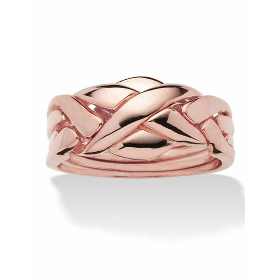 PalmBeach Jewelry 14k Yellow or Rose Gold-Plated or Platinum-Plated Braided Puzzle Ring
