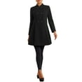 thumbnail image 2 of MODA NOVA Stand Collar Coat for Juniors Double Breasted Pocket Long Sleeve Winter Coats XS Black, 2 of 6