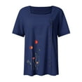 thumbnail image 5 of ALLLIST Crew Neck Womens Tops Under $5 Short Sleeve Floral Blue Button T-Shirts Womens Shirts Under $10, 5 of 5