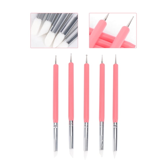 Raindrops 5Pcs Nail Dotting Drawing Tool Brush Pens for Watercolor Painting Pink