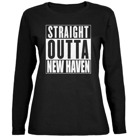 Straight Outta New Haven Black Womens Long Sleeve T-Shirt - X-Large