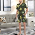 thumbnail image 7 of joogoo Men's Pajama Set Graffiti Green and Yellow V-Neck Pj Shorts Set 2 Piece Loungewear Sleepwear L, 7 of 7
