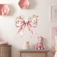 thumbnail image 1 of Adhesivos de pared de PVC extraíble con lazo rosa con diseño floral, 1 of 3
