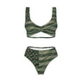 thumbnail image 4 of Rocae Jungle Green Camo USA Flag for Bikini Set for Women Two Piece Sexy High Swimsuits Split Crossover Bikini Medium, 4 of 9
