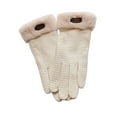 thumbnail image 3 of Winter Gloves Women Warm Winter Fashion Must Haves Fleece Lined Faux Beige Gloves, 3 of 5