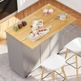 thumbnail image 4 of Walsunny 40" Kitchen Islands Carts with Storage Drop Leaf Countertop on Wheels Rolling Microwave Utility Carts with 3 Drawers 1 Storage Cabinets,Gray, 4 of 11