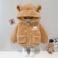 thumbnail image 3 of Generic 2024 New Children's Jackets Casual Fashion Baby Girls Boys Cartoon Letter Jacket Bear Ears Hooded Outerwear Zipper Warm Winter Coat for Breathable Clothing (0-6 Months,Brown), 3 of 8