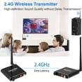 thumbnail image 3 of KSRplayer Transmisor y Receptor de Audio Inalámbrico de 2.4GHz – Alcance Largo de 160ft, Baja Latencia, con Control de Volumen – RCA y Conector de 3.5mm para Subwoofer, Altavoz con Alimentación,, 3 of 16