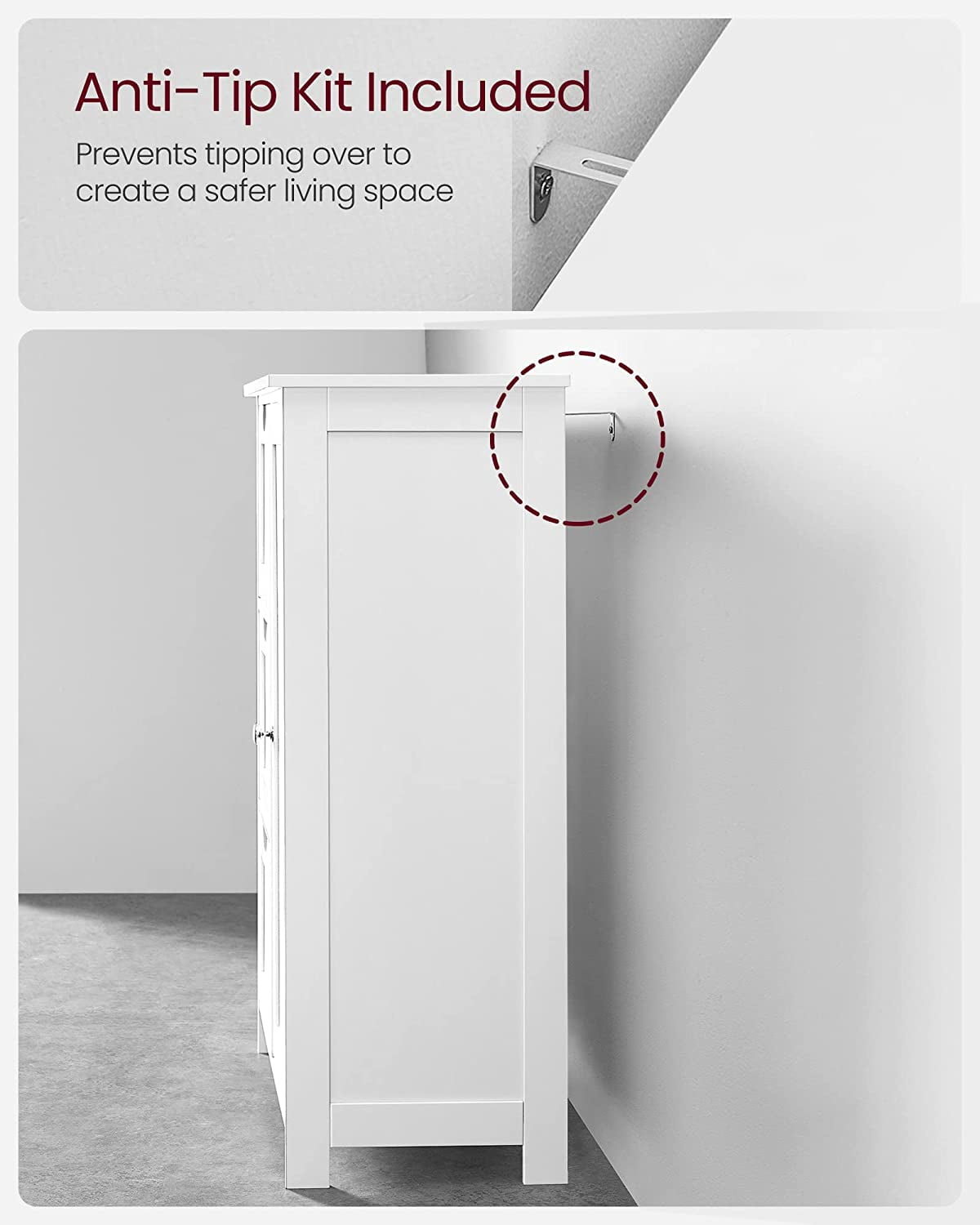 Floor Storage Cabinet, Freestanding Storage Unit with 3 Drawers, 1 Adjustable Shelf, White