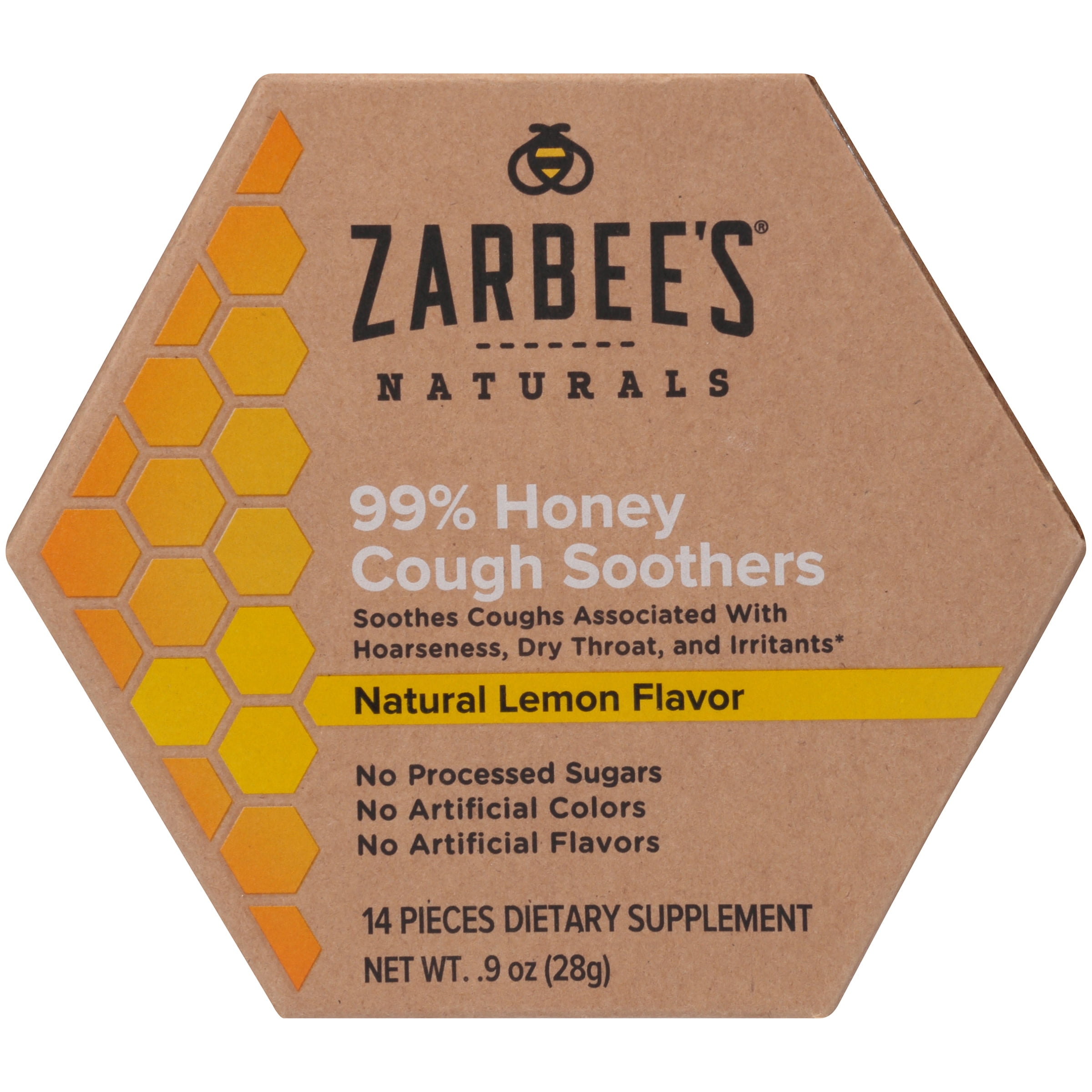Zarbee's Naturals 99 Honey Cough Soothers, Natural Lemon, 14 Ct