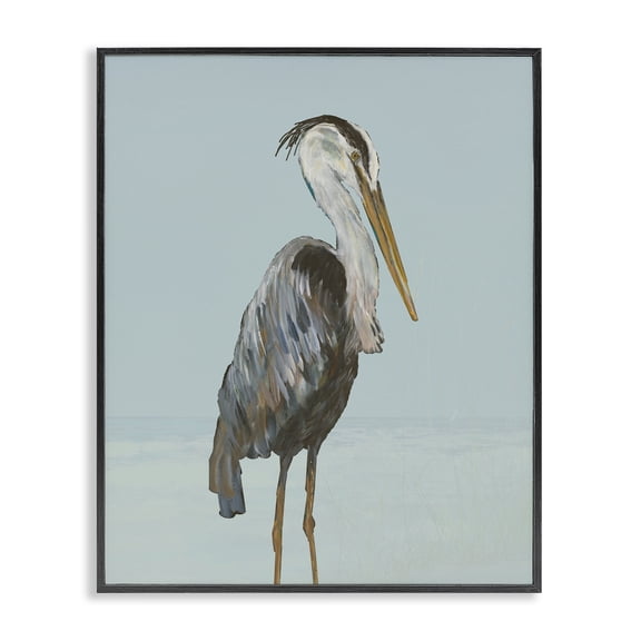 Stupell Industries Coastal Pelican Muted Blue Black Framed Giclee Art, design by Julie DeRice