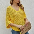 thumbnail image 5 of Guzom Womens V - neck Thin Lace Up Hollowed Out Knit Sweater Blouse for Casual and Daily Wear,Yellow,Size S, 5 of 5