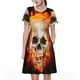 thumbnail image 1 of Disketp Satanic Skull para Vestido de Manga Corta para Mujeres, Vestidos de Verano para Mujeres, Casual y Holgado para la Playa, 1 of 6