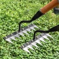 thumbnail image 4 of Garden Rake, Gardening Tools Heavy Duty Rake, All Steel Hardened Hoe Garden Hand Rake Tools, Sharp Durable Garden Weeding Tools, for Backyard Lawn Loosening Planting Weeding (6 Metal Tines), 4 of 9