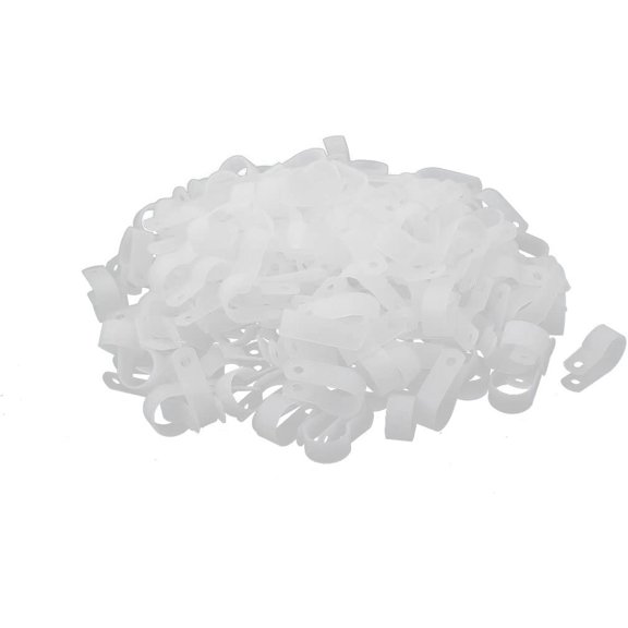 200Pcs Nylon Track Lighting R Type 5/8" 16mm Cable Cord Wire Clamp Clip Connectors Fastener White