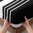 thumbnail image 3 of Cal.King Size Fitted Sheet Set - Black White Stripe 3 Piece Bedding Sets 16" Deep Pocket Fitted Sheet with 2 Pillowcases, Modern Rustic Vertical Striped Brushed Microfiber Hotel Luxury Bed Sheets, 3 of 9