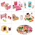 thumbnail image 2 of Wooden Miniature Furniture Set Bedroom Kitchen Bathroom Scene Accessories for Toddler Social Skill Pretend Play Game Toy Multicolor, 2 of 5