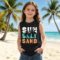 thumbnail image 2 of OSOLU Children Girls Tank Tops Crew Neck Coconut Tree Letter Gradient Print Outdoor Play Lightweight Sleeveless Family Vacation Tops, 2 of 6