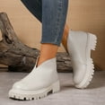 thumbnail image 2 of Bottines à Plateforme pour Femmes 2025 Mode Décontractée en Cuir Découpées Épaisses à Enfiler Bottines Courtes Fermeture Éclair Arrière, 2 of 7