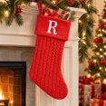 thumbnail image 2 of Cable Knit Monogram "R" Christmas Stocking, Red and White, 18", by Holiday Time, 2 of 9