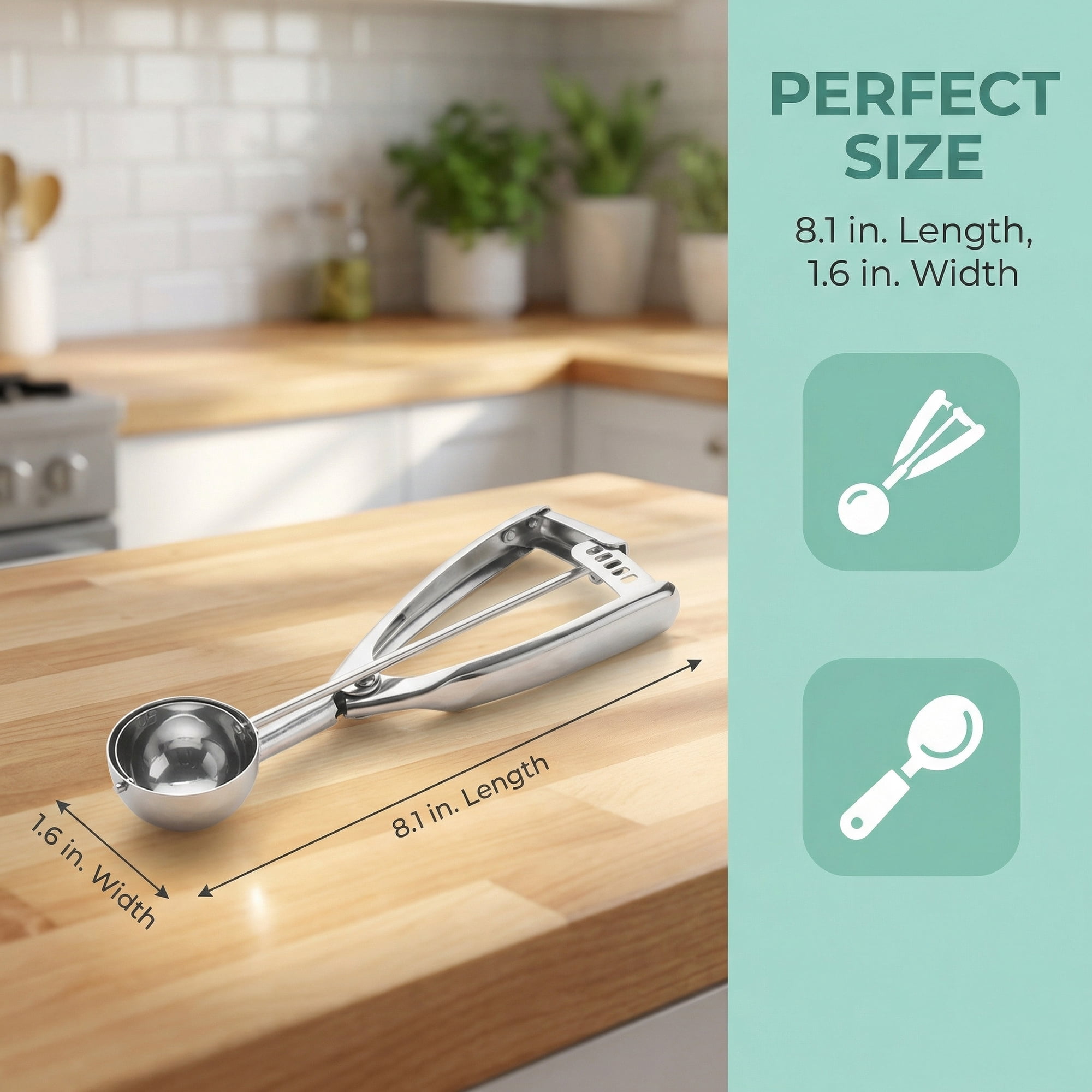 Unique Bargains Easy Clean Tool Stainless Steel Ice Cream Scoop Silver 8.1in
