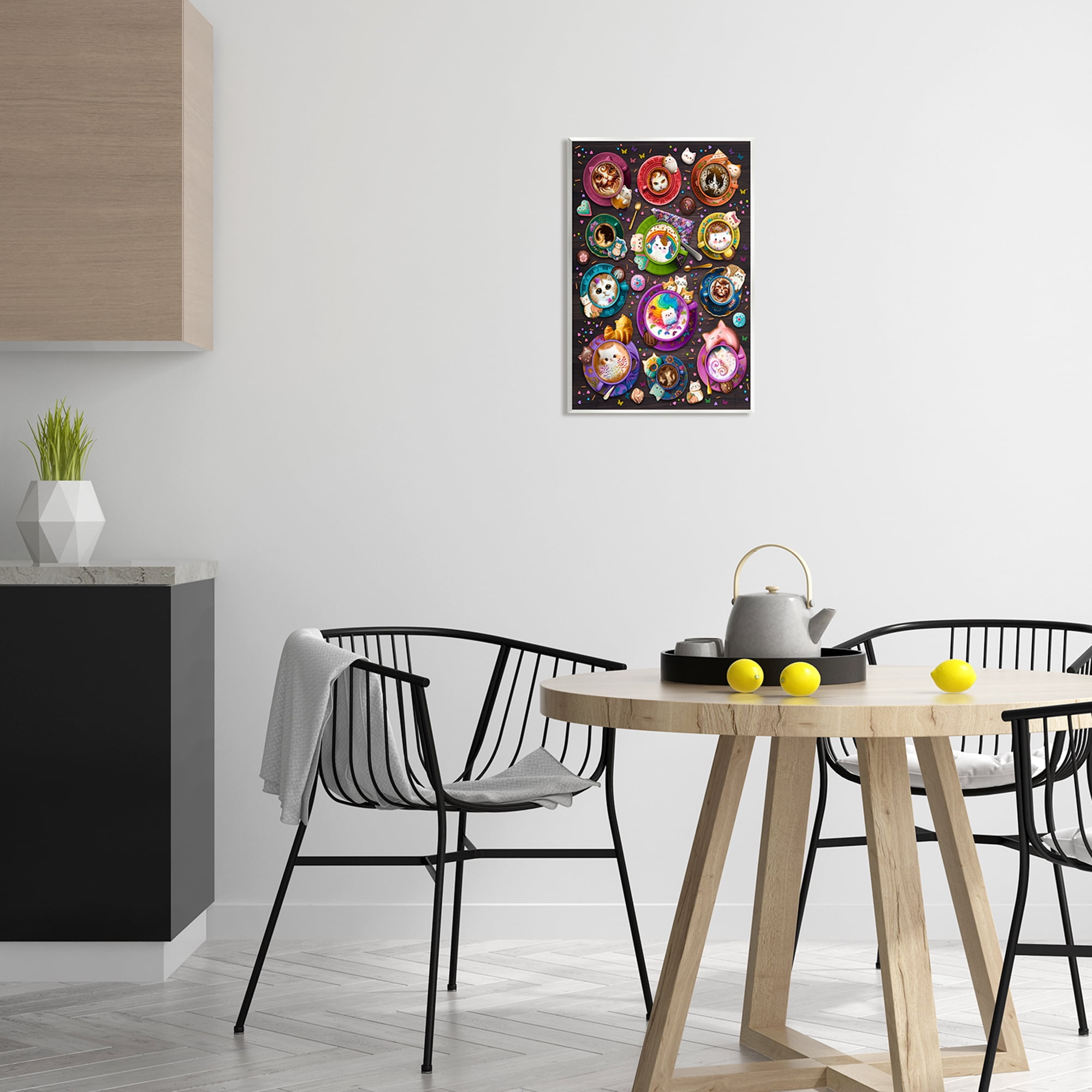 Stupell Industries Cat Lattes & Coffee Food & Beverage Painting Unframed Art Print Wall Art, 13 x 19