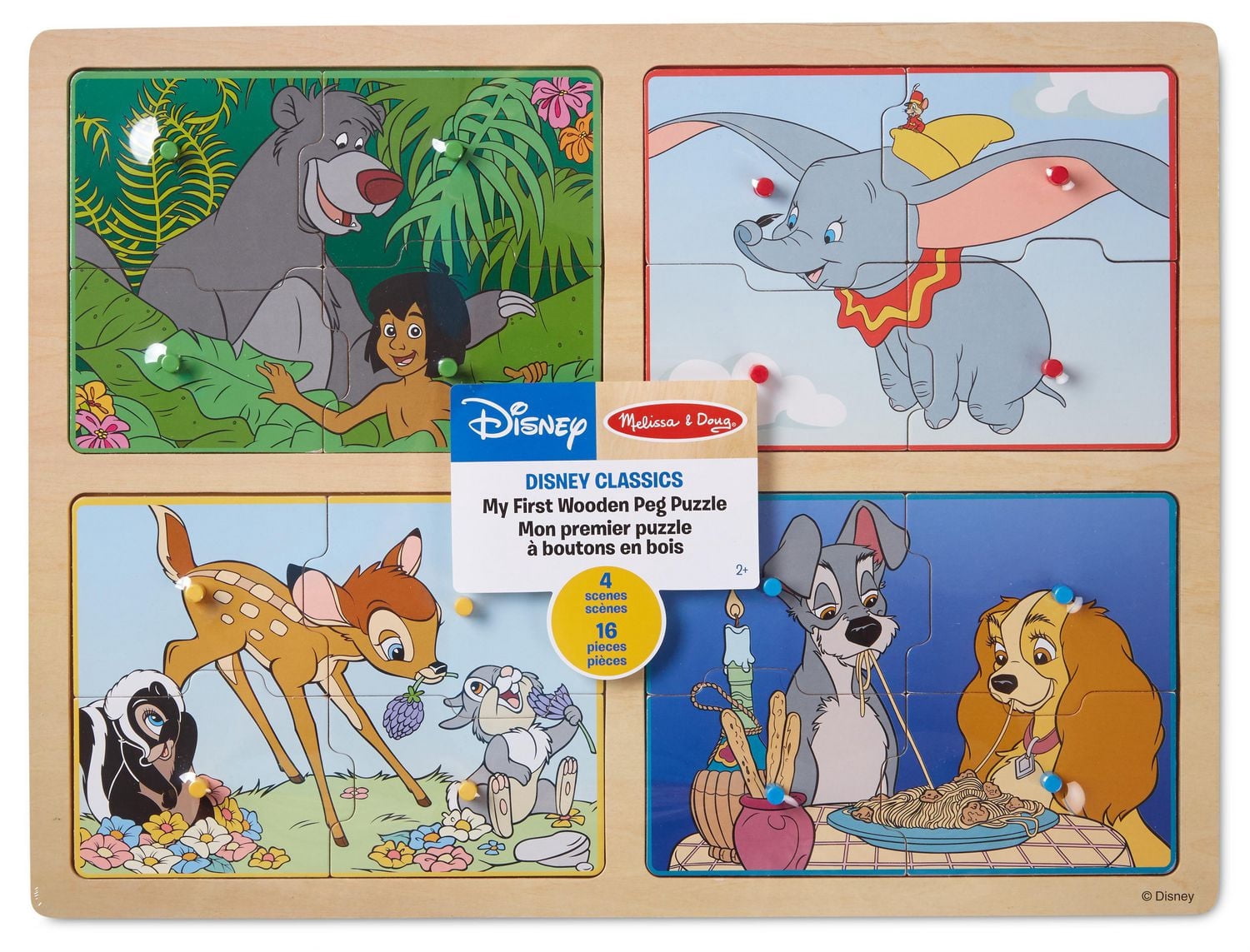 Mon premier Puzzle à boutons en bois de 16 pièces Disney Classics de Melissa & Doug