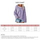 thumbnail image 5 of Suéter de punto con cuello redondo para mujer, manga larga, suelto, con hombros caídos, tops con borde blanco para otoño invierno, morado S, 5 of 5