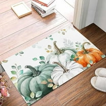 Doormat Indoor Entrance Home Decor Door Mat Teal Orange White Fall Floor Rugs for Kitchen Bathroom Thanksgiving Pumpkins Funny Welcome Mat 16x24 Inch.