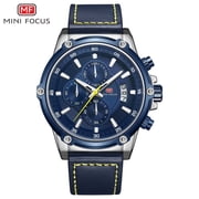 MINI FOCUS Mens Watches Top Brand Luxury Watch Men Waterproof Leather Strap Relogio Masculino reloj hombre Blue erkek kol saati