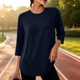 thumbnail image 6 of DailyTrove Women Crew Neck 3/4 Sleeve T Shirts Casual Curved Hem Loose Fit Solid Basic Tops, 6 of 8