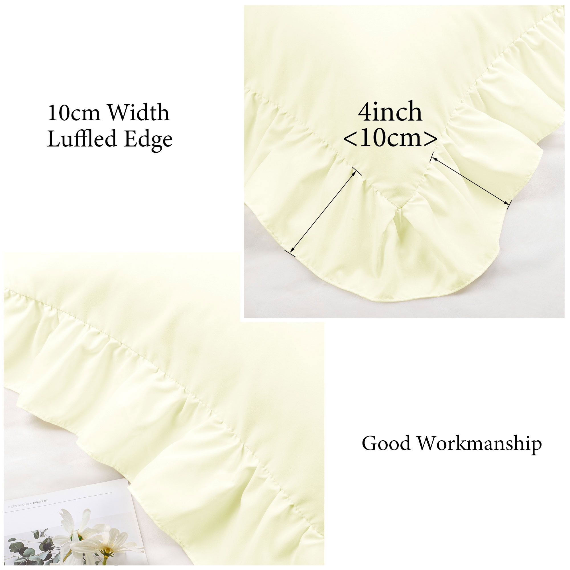 Unique Bargains Microfiber Ruffle Envelope Closure Body Pillowcases Cream 20"x54"