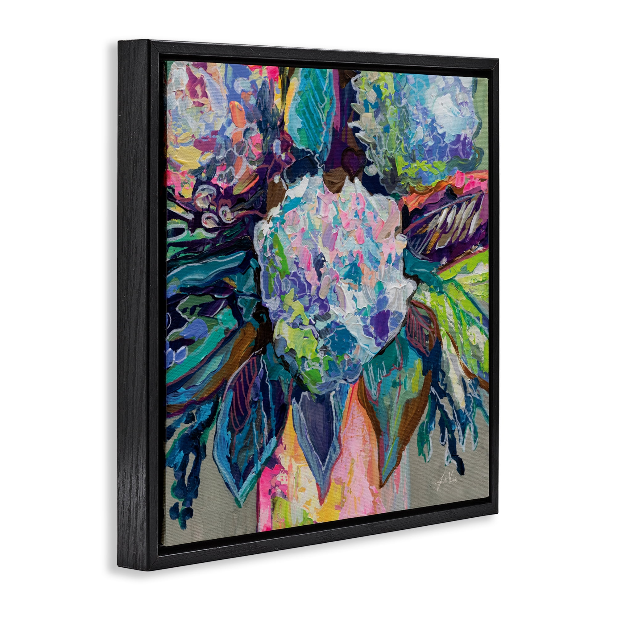 Stupell Industries Love That Gives Bouquet Black Framed Floater Canvas Wall Art, design by Jeanette Vertentes