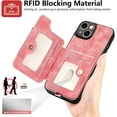 thumbnail image 2 of Phone Case for iPhone 15 6.1 inch Wallet Cover with Tempered Glass Screen Protector and Wrist Strap Lanyard RFID Credit Card Holder Ring Stand iPhone15 5G i i-Phone i15 15Case Women Men Pink, 2 of 7