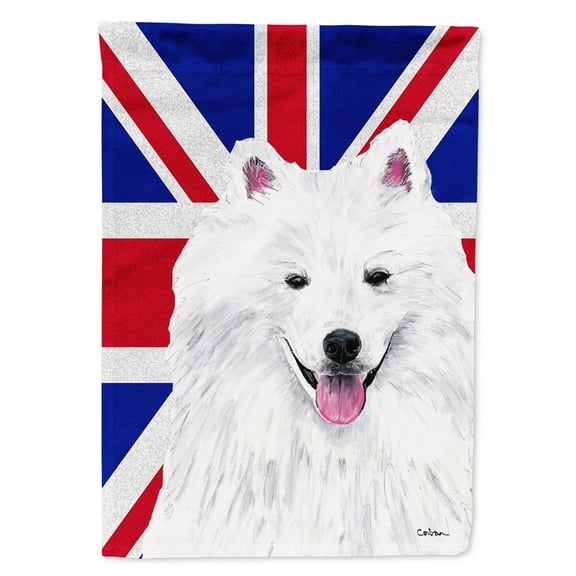 American Eskimo with English Union Jack British Flag House Flag
