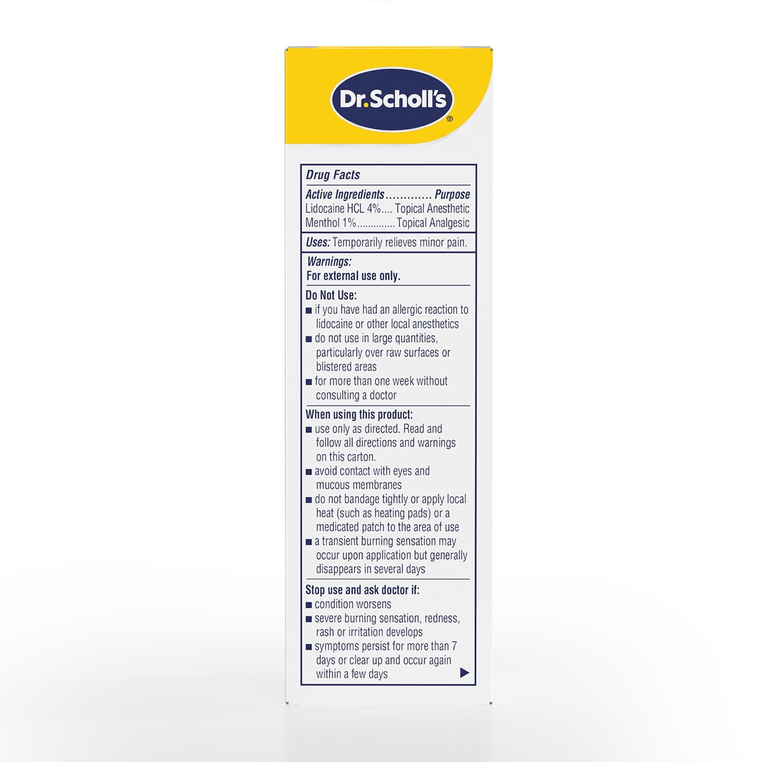 (4 pack) Dr. Scholl’s 12-Hour Pain Relief Liquid Roll-On with 4% Lidocaine and Menthol, 3 oz