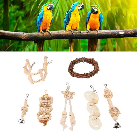 Parrots Chewing Toys, Swing Chewing Toys 7pcs Relieve Boredom Corn Husks Funny Safe For Budgerigars For Cockatiel For Budgies For Finch