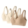 thumbnail image 2 of 3PC Womens Wireless Bras No Underwire Push Up Bra Seamless Ribbed Cozy Full Coverage Adjustable Straps Everyday 2026 Beige XXXL, 2 of 9