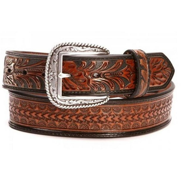Ariat - Ariat A1020867-32 Basket Weave Tooled Leather Mens Belt, Size ...