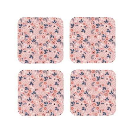 

Fuzoiu Tropical Plants Print Leather Coasters Set Drink Coasters Set of 4 for Tabletop Protection Durable PVC Coasters Home Décor and Housewarming Gift-Square